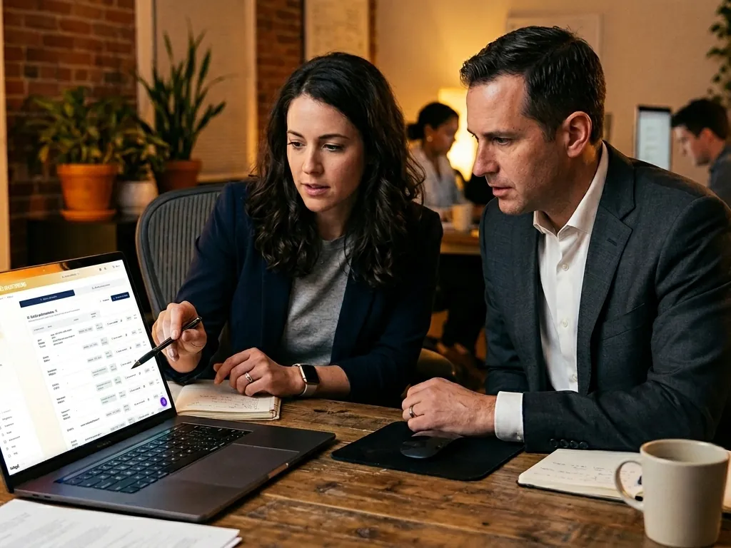 Fondateur et avocat passant en revue la table de capitalisation